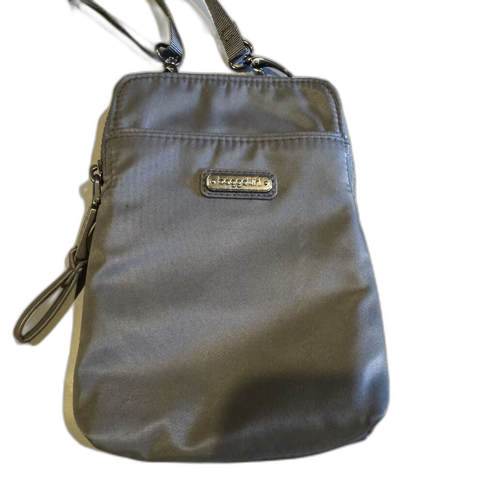 Baggallini Broadway Crossbody Travel Bag RFID Nylon Gray Organizer Lightweight